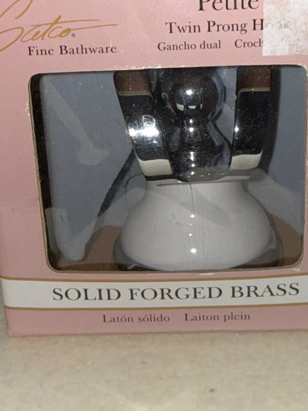 NOS Gatco Solid Forged Brass Chrome Belvedere Twin Prong Towel Robe Hook